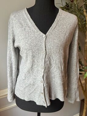 Bianco & Blu‎ Cashmere Silk Blend Cardigan Gray Button Front Italy M